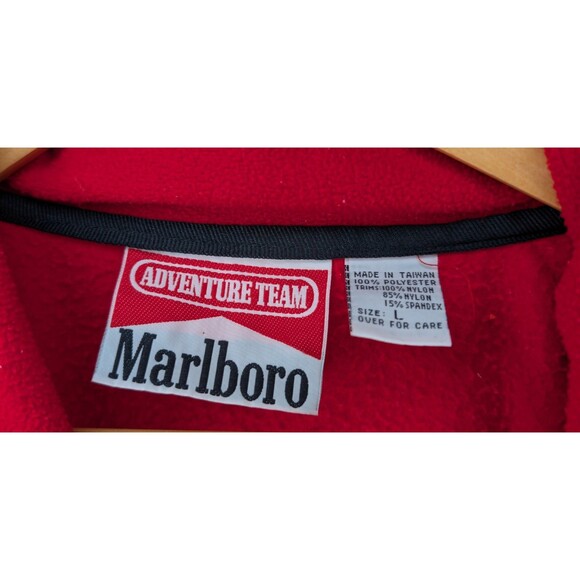 Vintage Marlboro Adventure Team Snap Fleece Jacket Red Adult Large Flawed - Picture 11 of 11